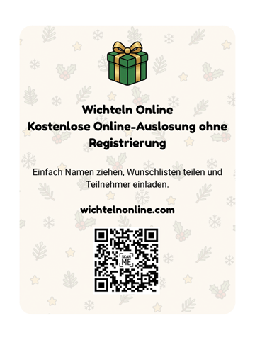 WichtelnOnline-Hochformat mit winterlichem Hintergrund und QR-Code